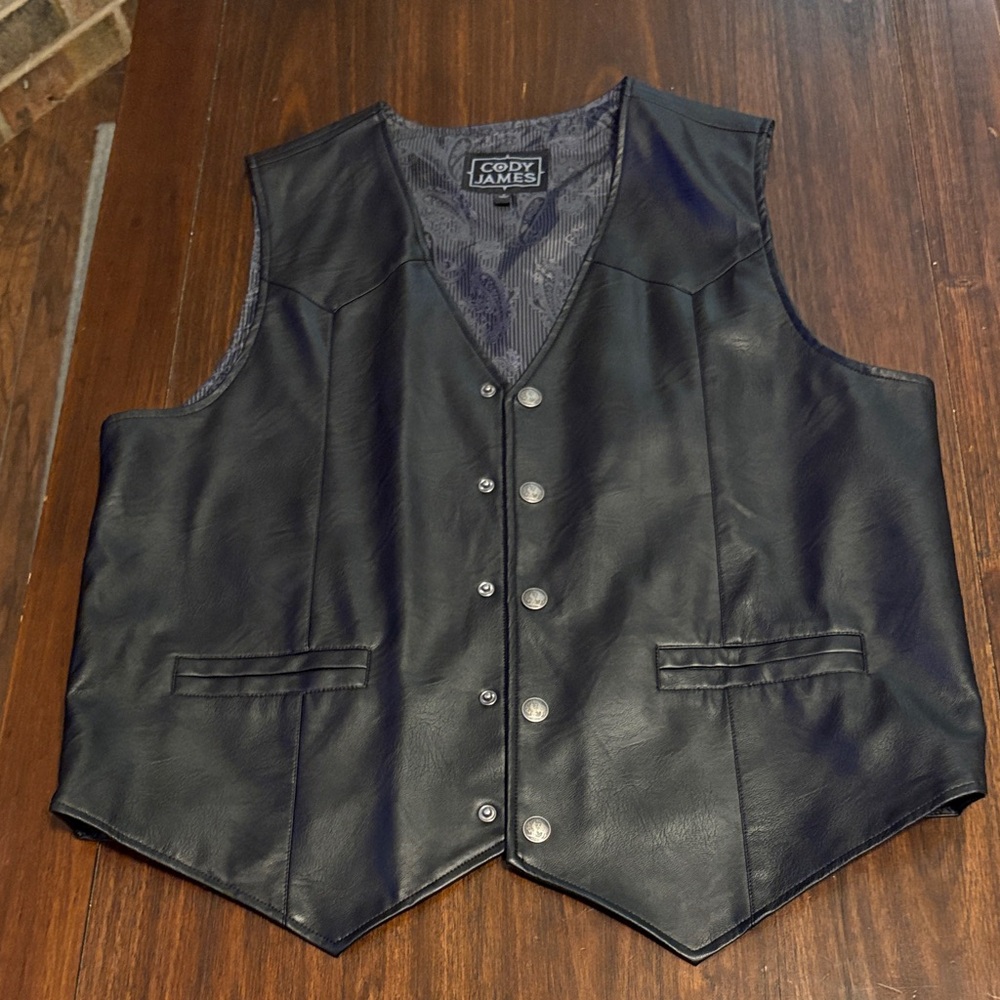 Cody James Black Leather Vest for Men